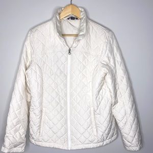 Lands’ End Quilted Jacket Beige Medium 10-12